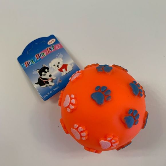 Pet- Squeaky Toy- Ball W/ Paw Prints - Various Colors - Picture 1 of 11